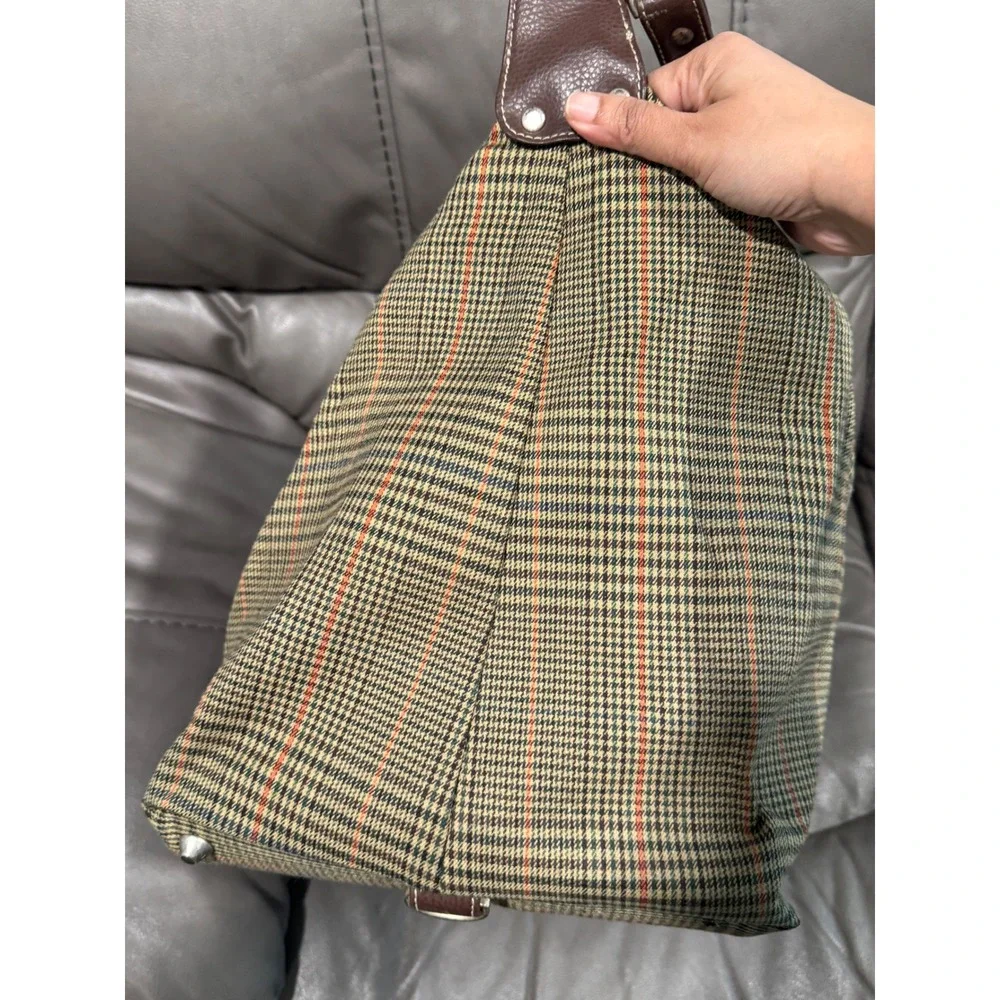 Barrington Plaid Grammy Awards Duffel Bag Brown Leather Trim Travel Weekender
